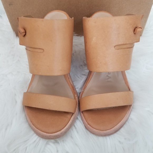 NEW Wal & Pai Cole Wedge Nude Calf Leather Chunky Stacked Heel Minimalist 37 - Picture 2 of 11